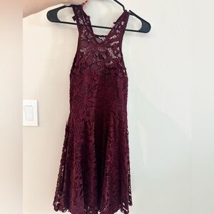 Material Girl Burgundy Lace Dress
